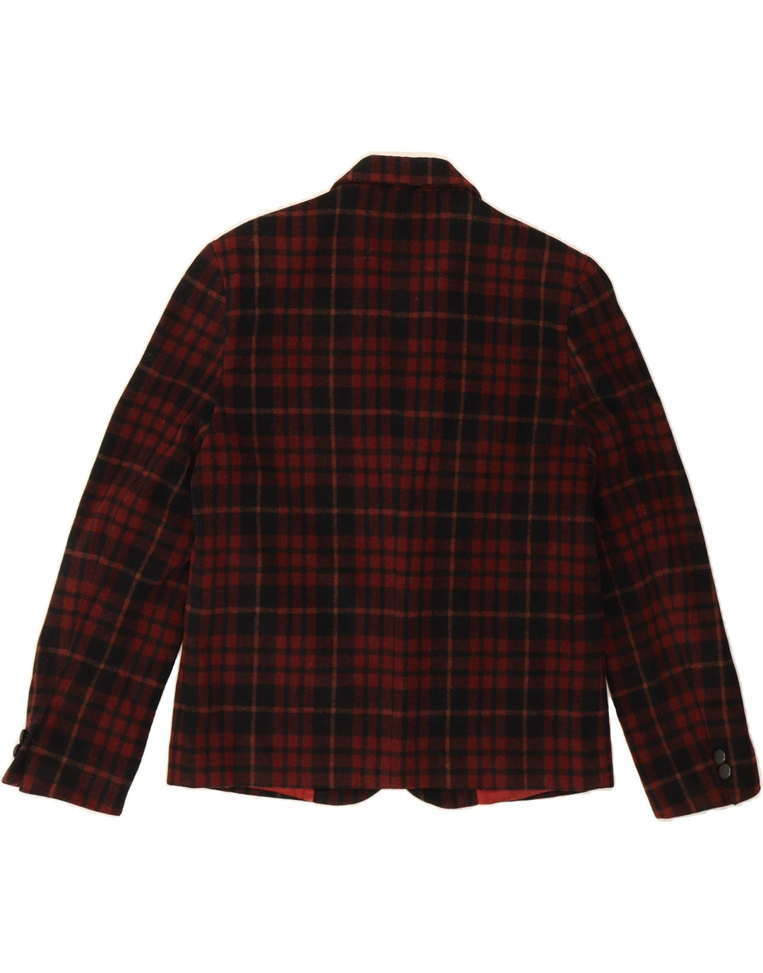 STEFANEL Womens 3 Button Blazer Jacket UK 14 Medium Burgundy Check Wool Vintage Stefanel and Second-Hand Stefanel from Messina Hembry 