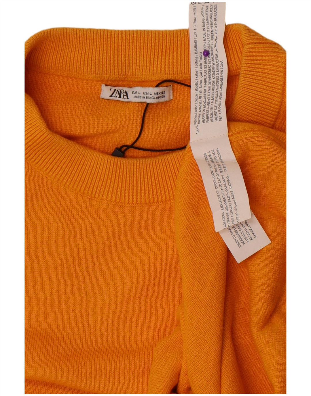 Maglione maglione girocollo da uomo Zara grande in cotone giallo