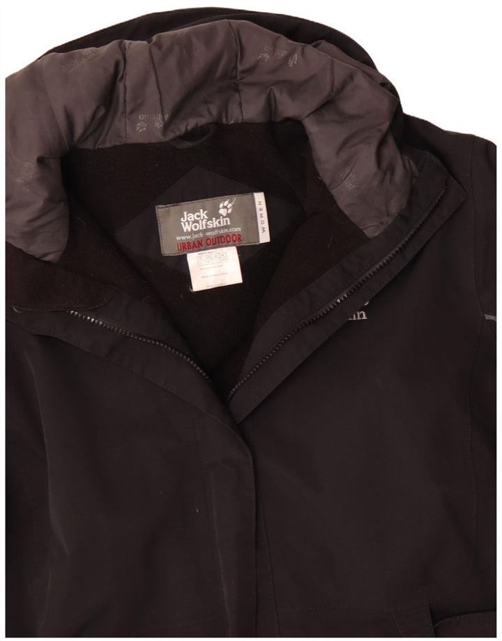 Giacca a vento con cappuccio da donna JACK WOLFSKIN UK 14/16 Large Nera