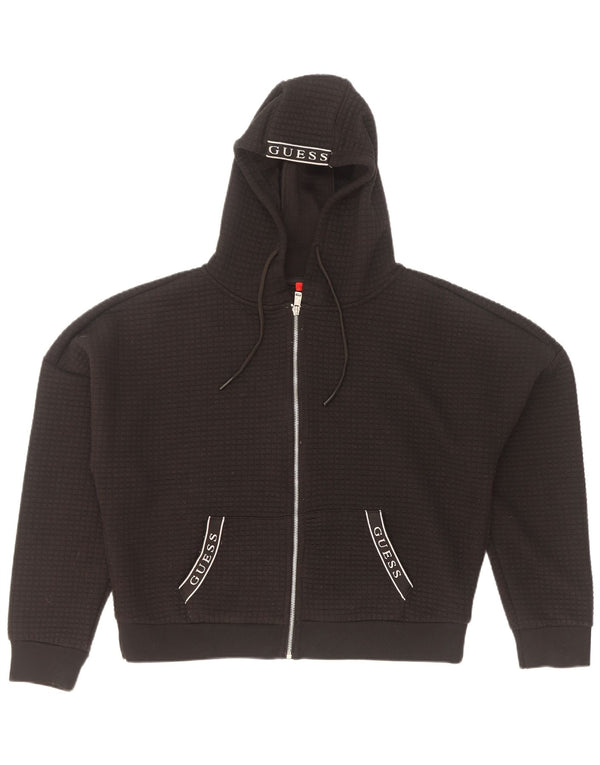 Maglione con cappuccio e zip oversize grafica da donna Guess UK 16 Large Nero