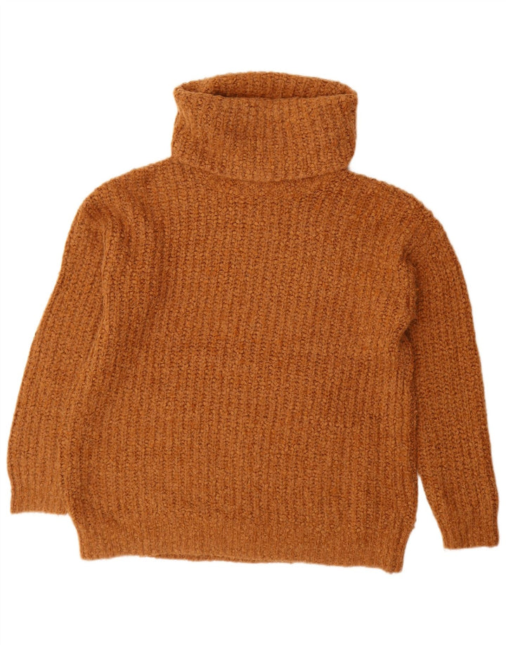 Maglione maglione oversize a collo alto Marks & Spencer da donna UK 10 piccolo marrone