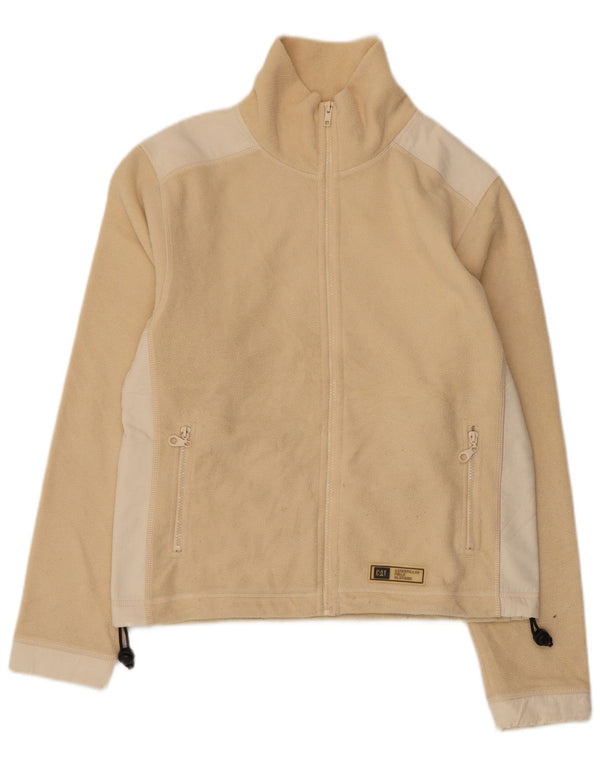 Giacca in pile corta da lavoro da donna CAT UK 14 Large Beige Colourblock
