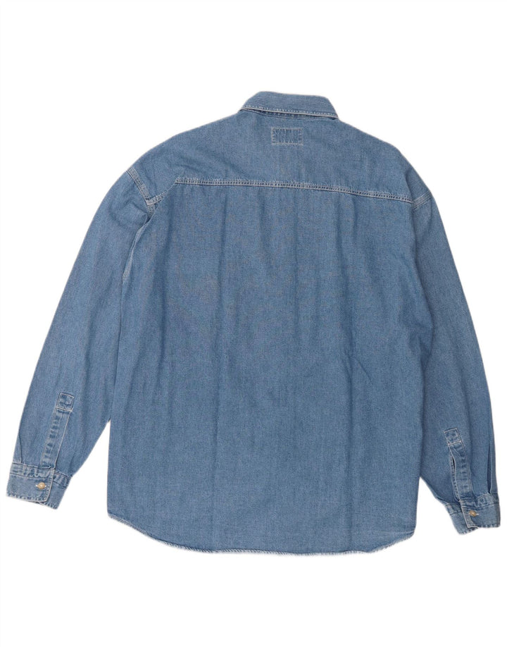 Camicia di jeans da uomo Wampum grande in cotone blu
