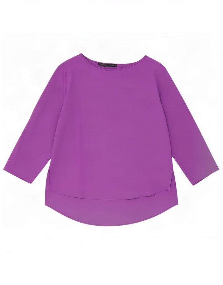 Top Zara da donna manica 3/4 UK 16 grande viola poliestere