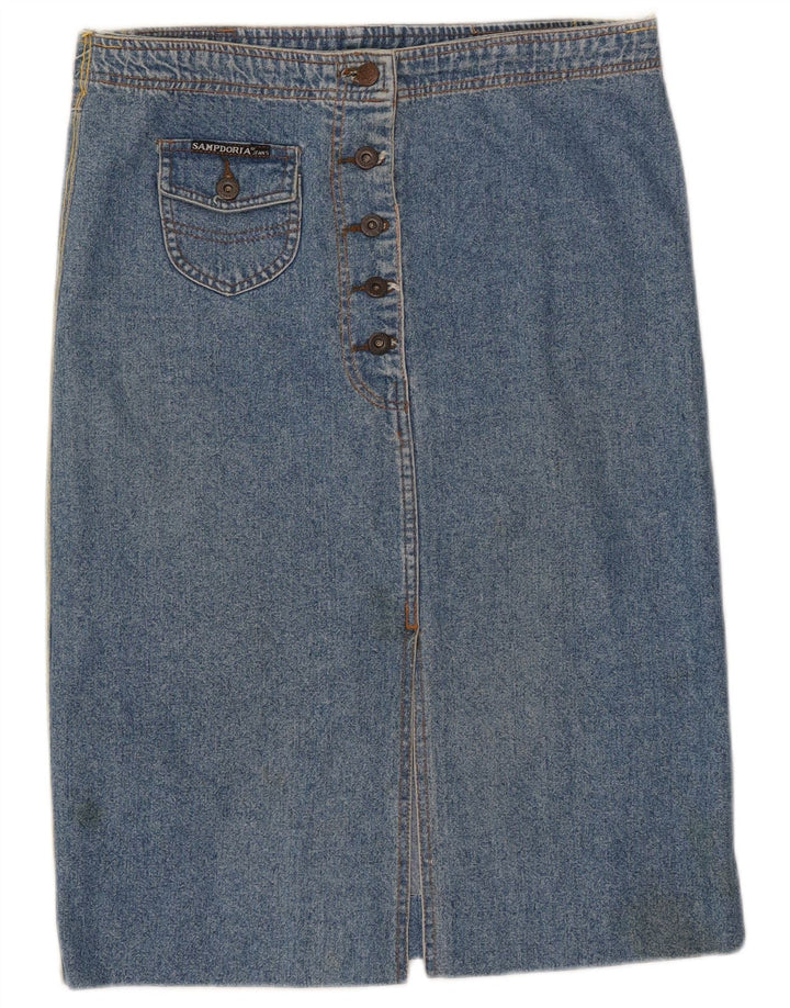 Gonna di jeans vintage da donna IT 46 grande W34 in cotone blu