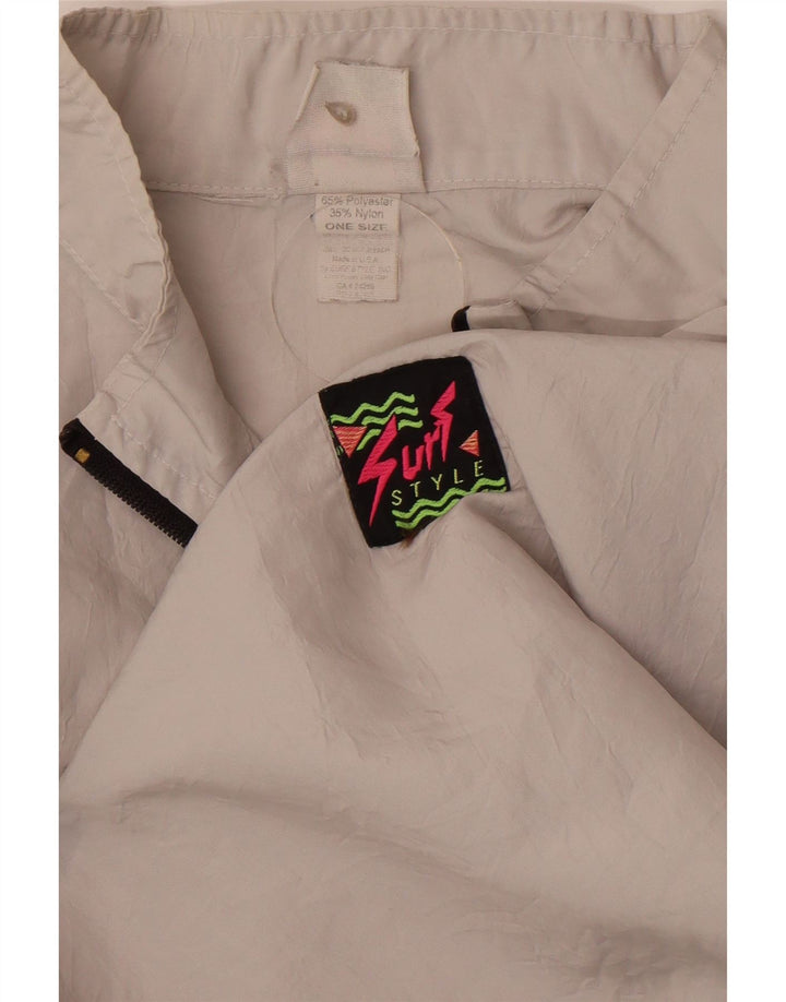 Top da ginnastica vintage da uomo con zip e collo, taglia unica, in poliestere grigio