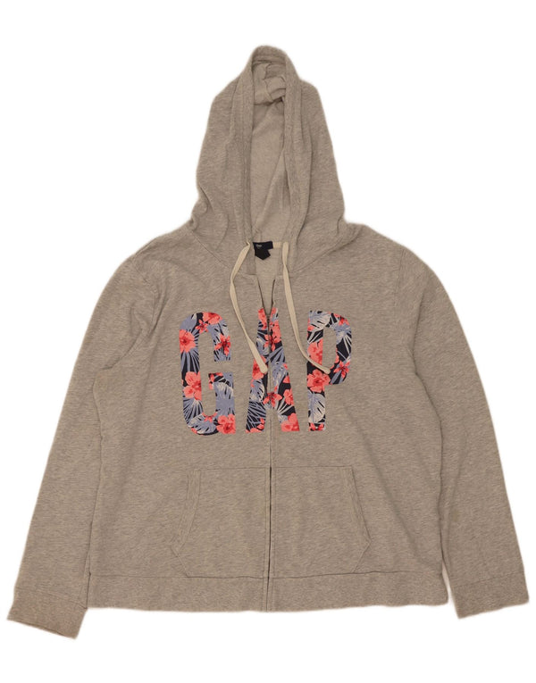 Maglione con cappuccio e zip grafica da donna Gap UK 18 XL Cotone grigio