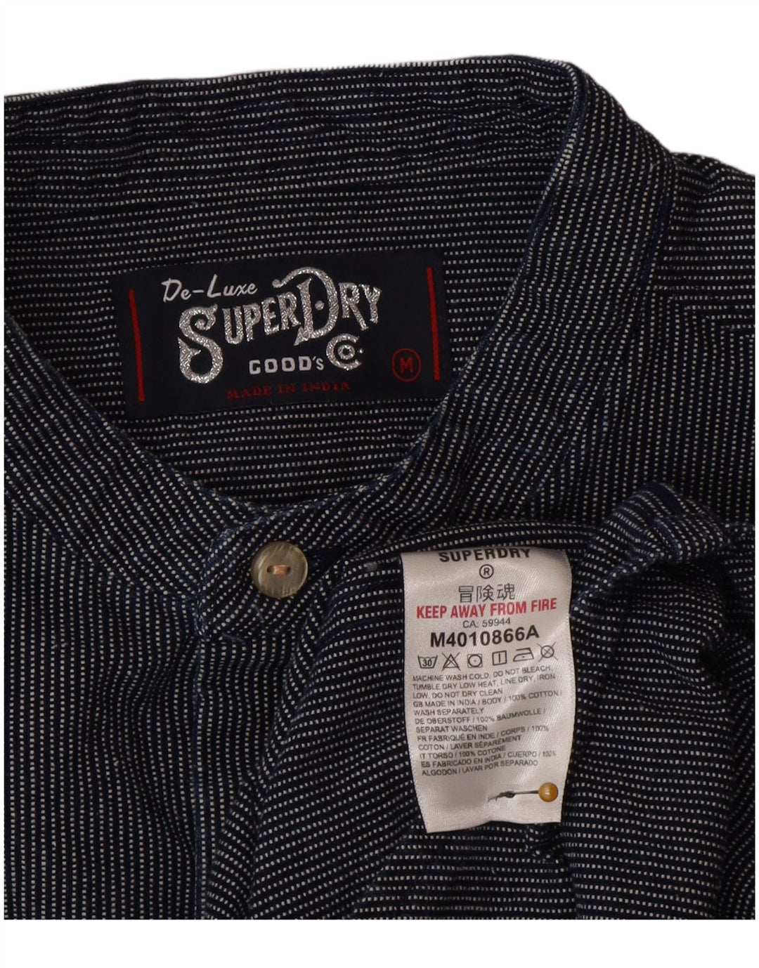 Camicia da uomo Superdry poliestere gessato medio blu navy
