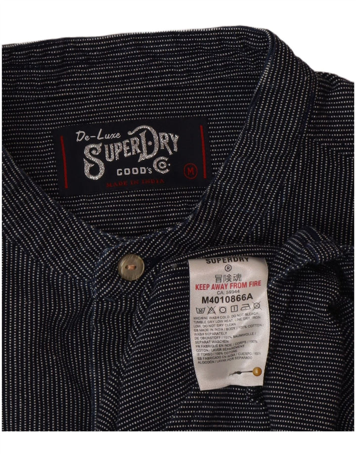 Camicia da uomo Superdry poliestere gessato medio blu navy