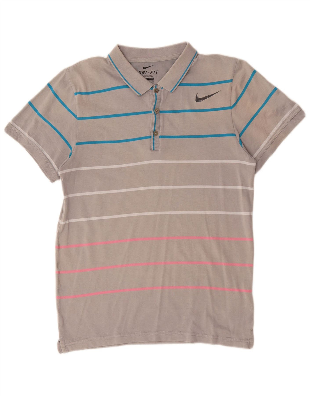 Polo Nike da uomo Dri Fit piccola in cotone a righe grigie