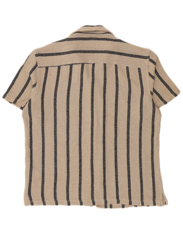 Camicia Zara da uomo a maniche corte, cotone a righe larghe beige