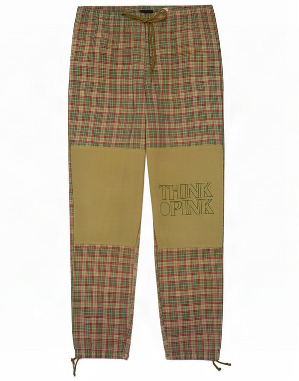 Think Pink Pantaloni casual dritti da uomo con grafica Large W34 L32 Green Check