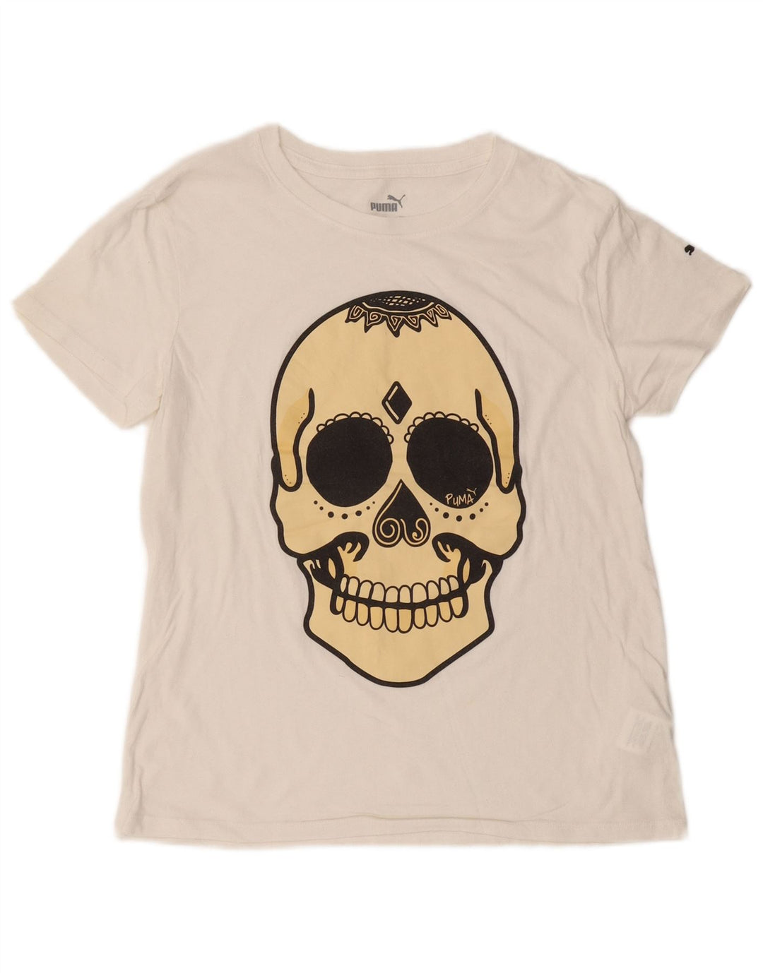 T-shirt grafica da uomo PUMA Top Small in cotone bianco sporco