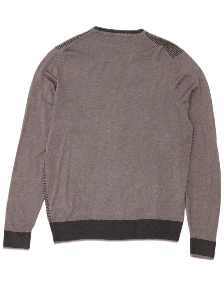 DACK'S Maglione girocollo da uomo maglione grande in viscosa color block grigio