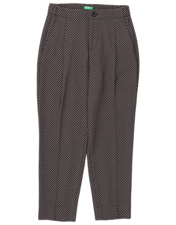 Pantaloni Chino da donna Benetton UK 10 Small W27 L26 Blu navy geometrico