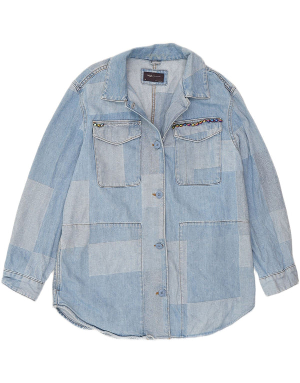 Camicia in denim vestibilità ampia da donna Marks & Spencer UK 16 grande blu retrò