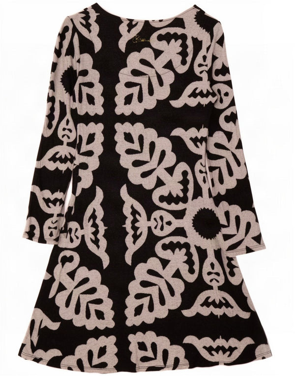 Desigual Abito da donna a maniche lunghe a linea A UK 10 Piccolo poliestere floreale nero