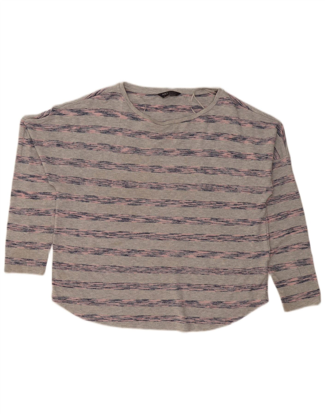 Marks & Spencer Top oversize da donna a maniche lunghe UK 16 Large Grey Striped