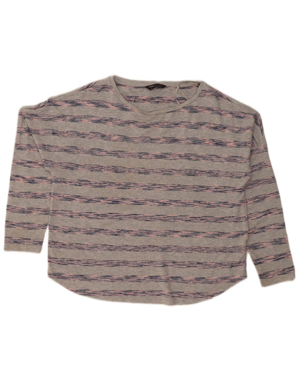 Marks & Spencer Top oversize da donna a maniche lunghe UK 16 Large Grey Striped
