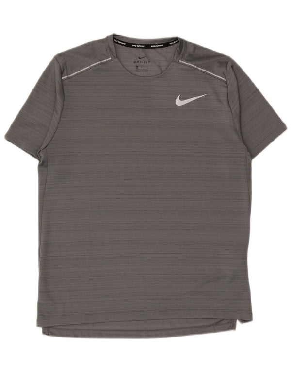 T-shirt Nike da uomo Dri Fit in poliestere a righe grigio medio
