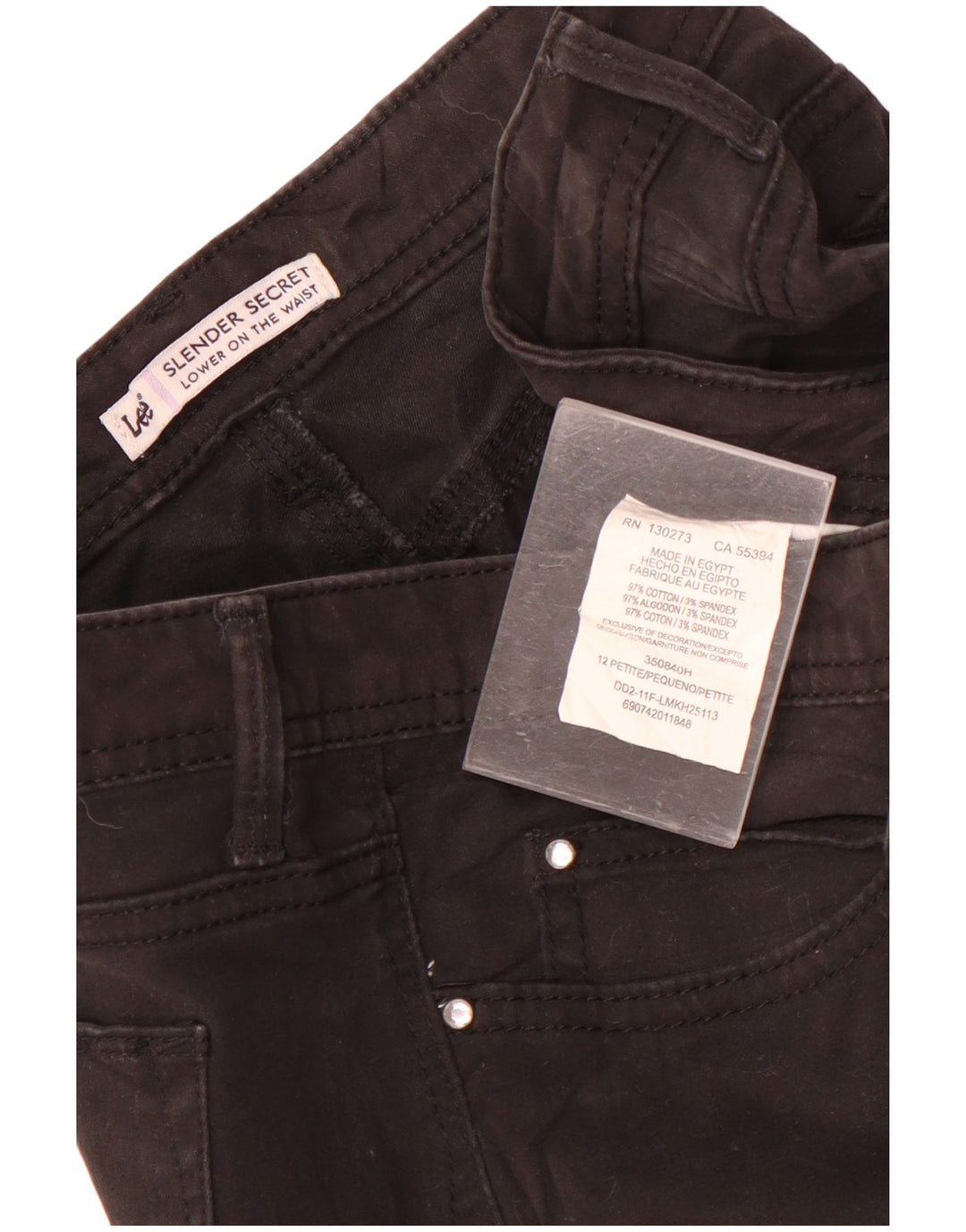 Pantaloni casual Lee Slender Secret da donna US 12 Large W34 L27 Neri