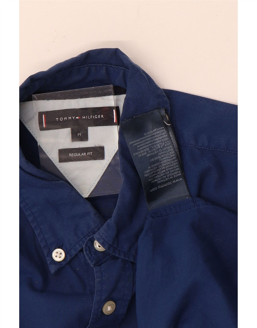 Camicia da uomo Regular Fit Tommy Hilfiger in cotone blu medio
