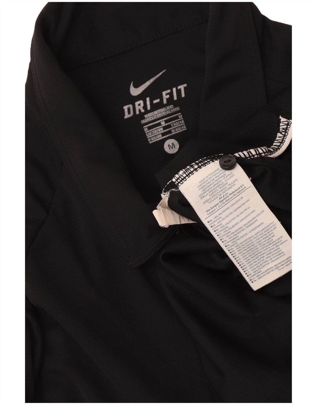 Polo Nike da uomo Dri Fit UK 38/40 poliestere color block medio nero