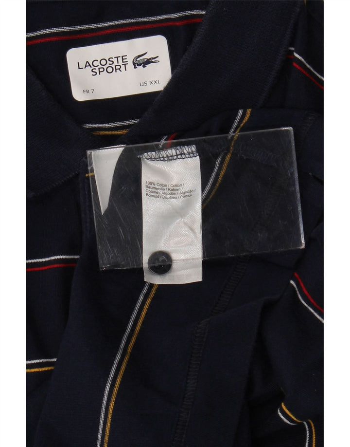 Polo da uomo LACOSTE taglia 7 2XL cotone a righe blu navy