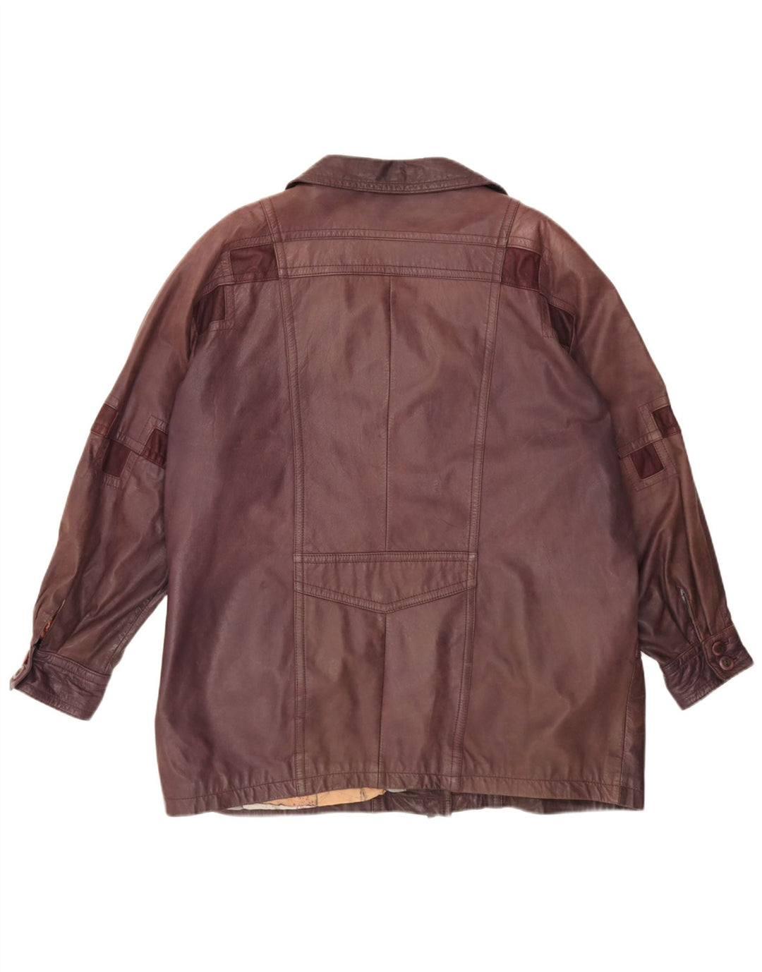 Giacca in pelle da donna vintage IT 46 grande bordeaux geometrica