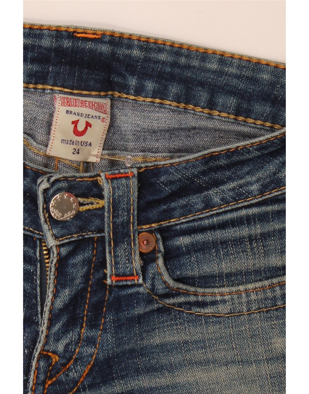 TRUE RELIGION Jeans dritti da donna W24 L32 cotone blu navy