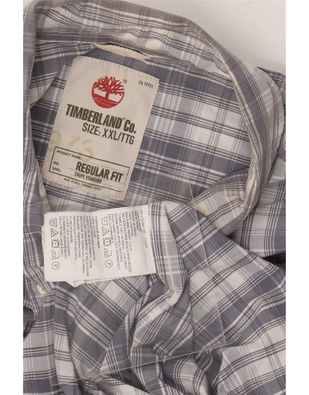 Camicia Timberland da uomo vestibilità regolare 2XL cotone a quadri grigio