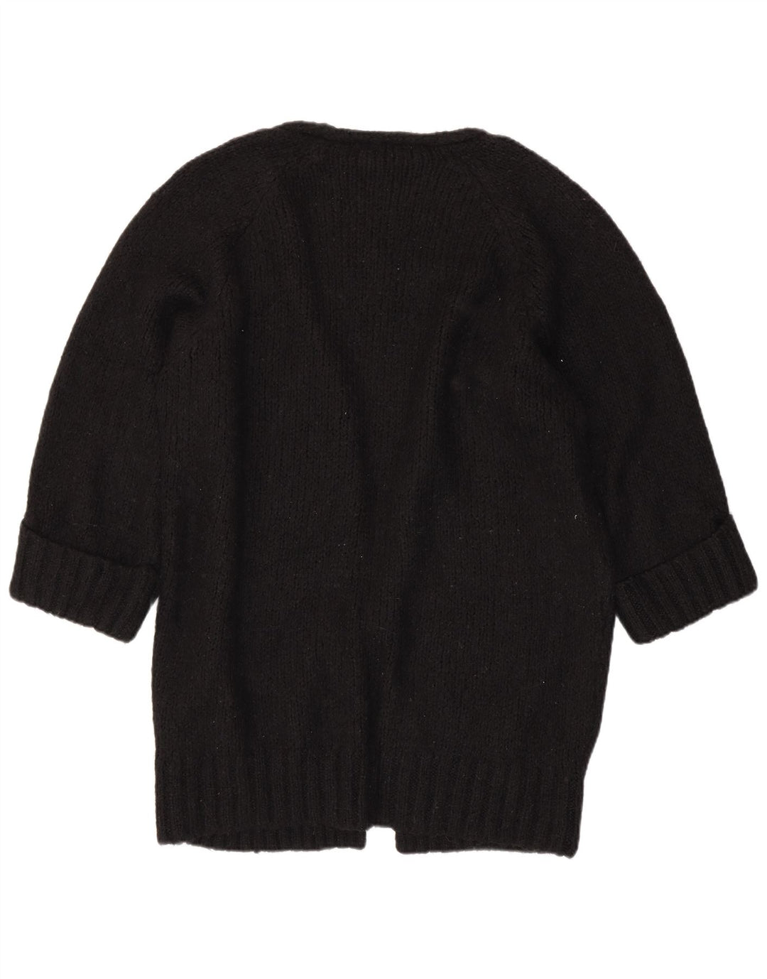 ZARA Maglione Cardigan Aperto a Linea Lunga Oversize da Donna UK 10 Piccolo Nero