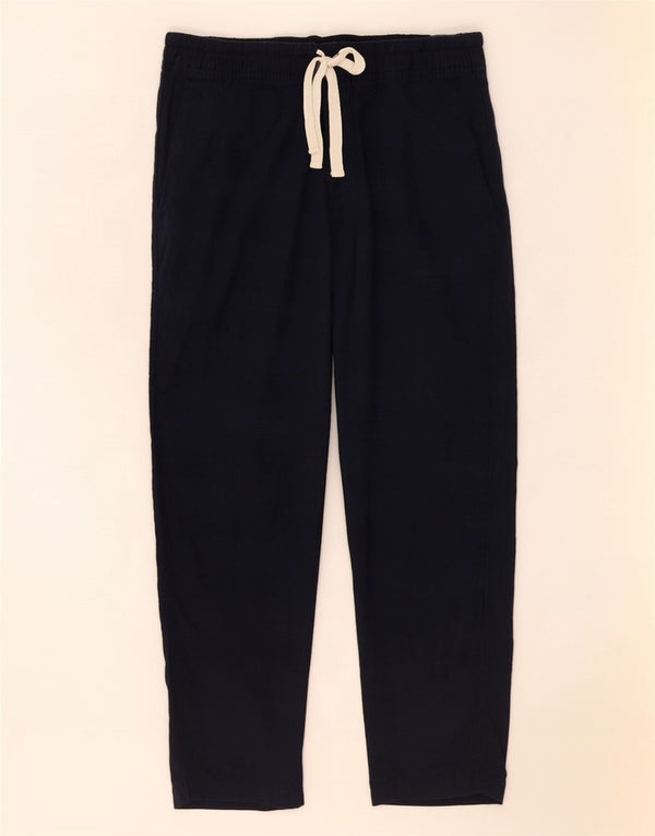 Pantaloni corti slim da uomo Zara piccoli W30 L25 lino blu navy