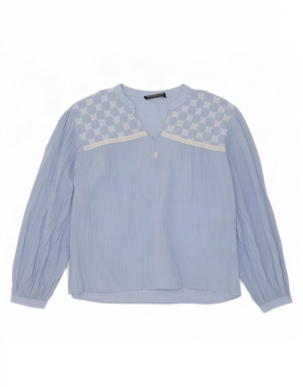 Camicetta oversize a maniche lunghe da donna Zara UK 18 XL Blu geometrico