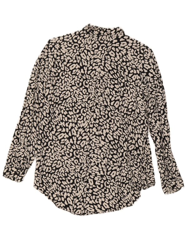 Marks & Spencer Womens Shirt Blouse UK 10 Small Black Animal Print Viscose