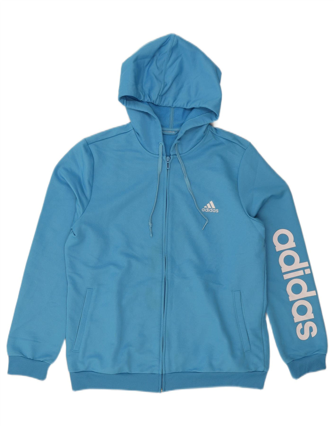 ADIDAS Mens Graphic Zip Hoodie Sweater Medium Blue Vintage Adidas and Second-Hand Adidas from Messina Hembry 