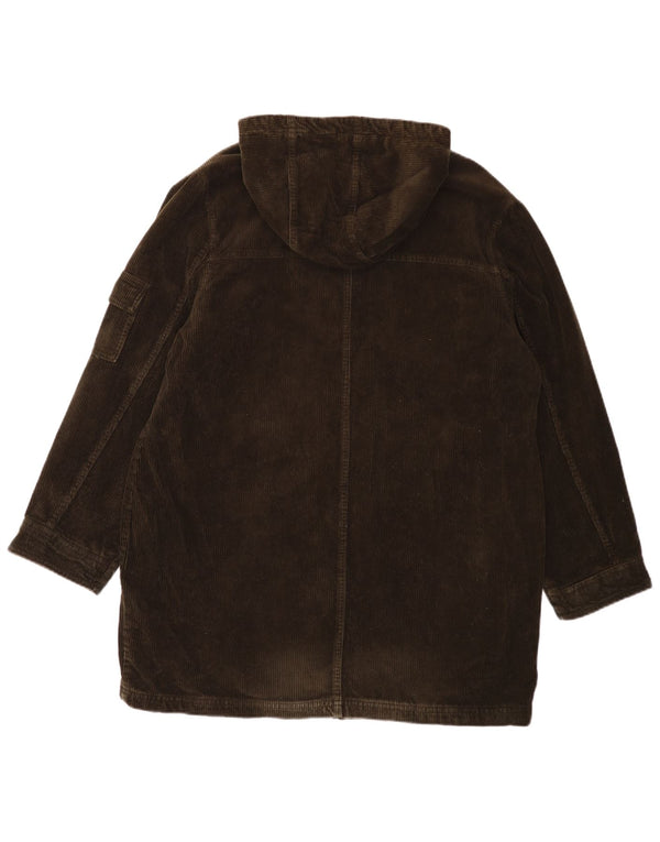 EDDIE BAUER Cappotto oversize da donna in velluto a coste con cappuccio UK 16 Grande cotone kaki