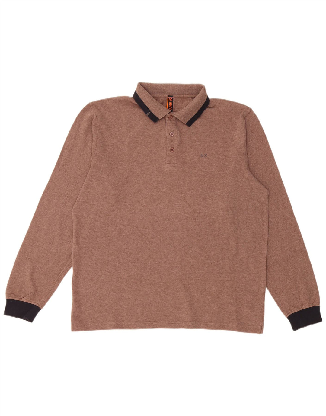 Polo da uomo Sun68 XL in cotone color block marrone