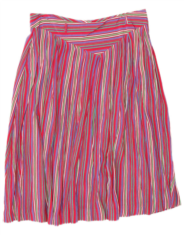 Gonna a pieghe vintage da donna IT 46 grande W28 gessato multicolore