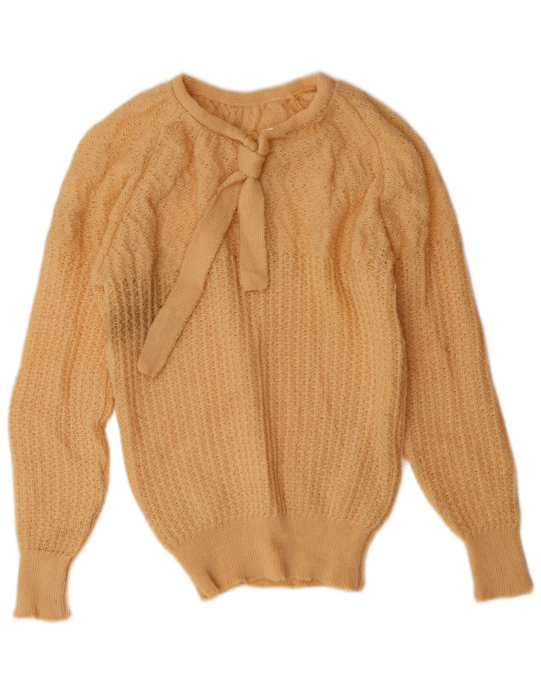 Maglione maglione girocollo da donna VINTAGE UK 10 piccolo giallo