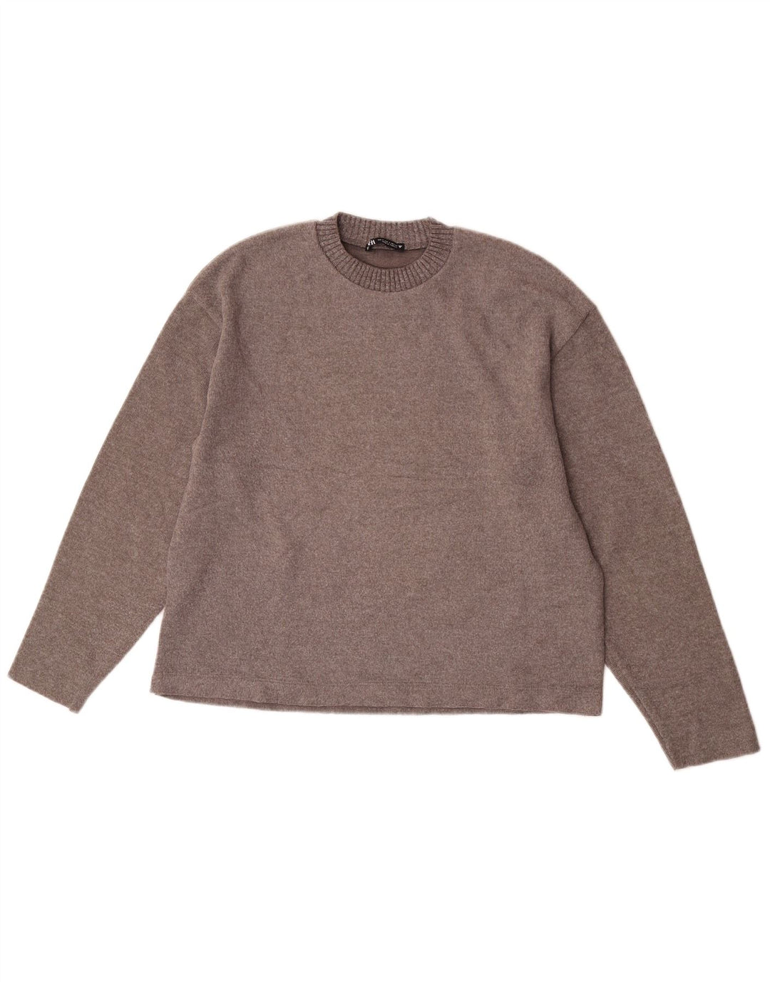 Maglione maglione girocollo oversize da donna Zara UK 10 piccolo poliestere marrone