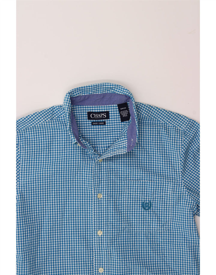 CHAPS Mens Easy Care Shirt Small Blue Gingham Cotton Vintage Chaps and Second-Hand Chaps from Messina Hembry 