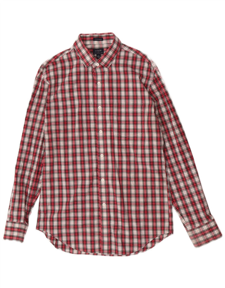 J. Crew Camicia da uomo in flanella Thompson taglia 16 1/2 grande cotone a quadri rossi