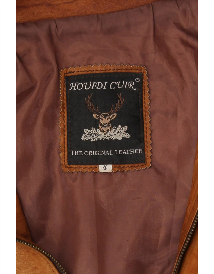 Houidi Cuir Giacca in pelle bomber da uomo UK 40 Grande in pelle marrone retrò