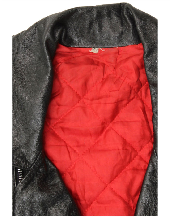 Giacca da motociclista in pelle da uomo VINTAGE IT 54 XL Biker nera