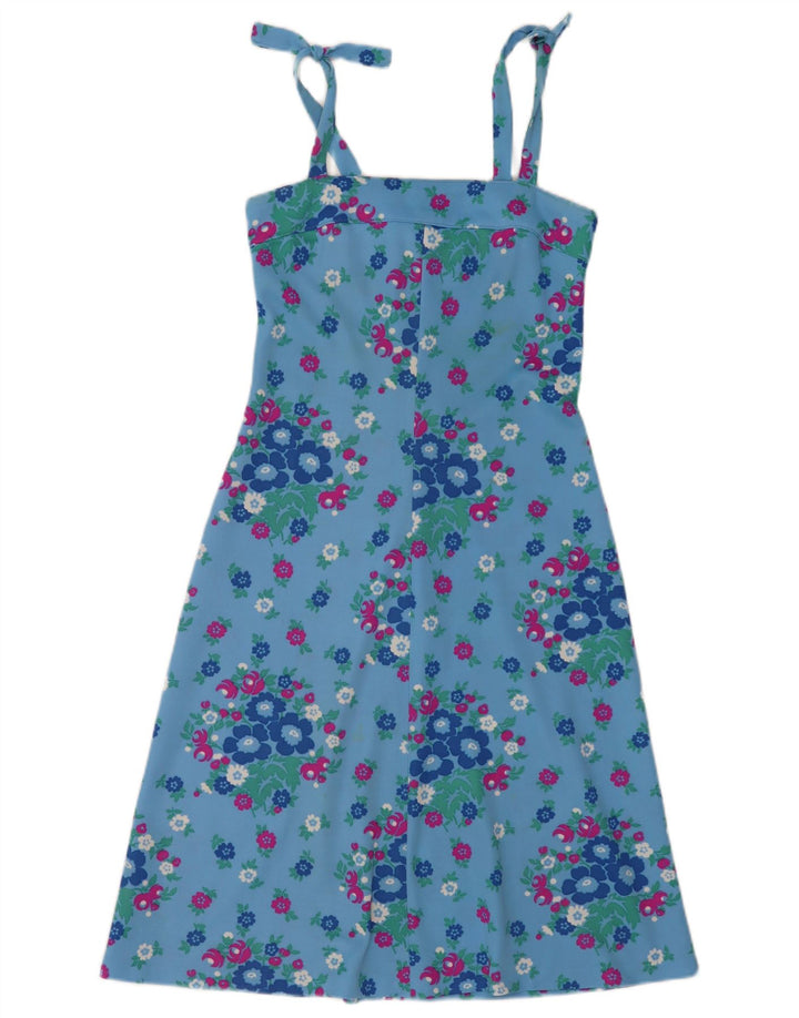 Prendisole vintage da donna UK 8 piccolo floreale blu
