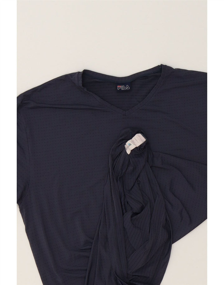 FILA Womens T-Shirt Top UK 12 Medium Navy Blue Polyamide Vintage Fila and Second-Hand Fila from Messina Hembry 