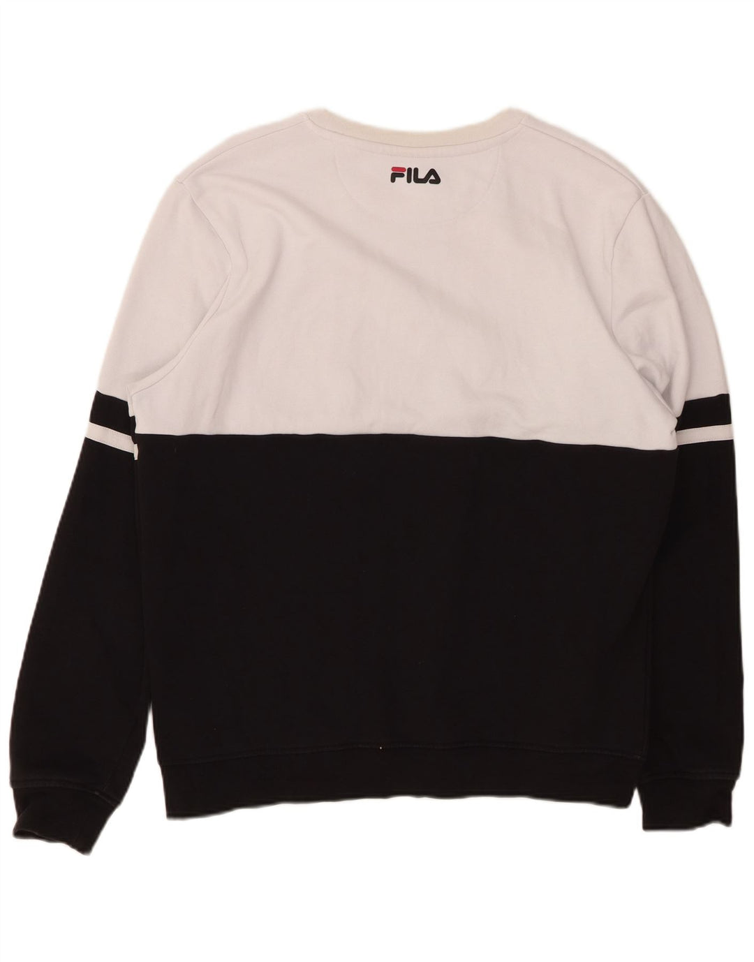 FILA Felpa grafica da uomo Maglione grande in cotone color block nero