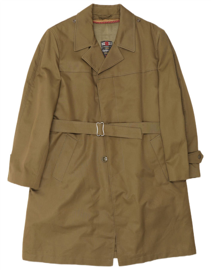 Trench da uomo vintage UK 40 grande color kaki