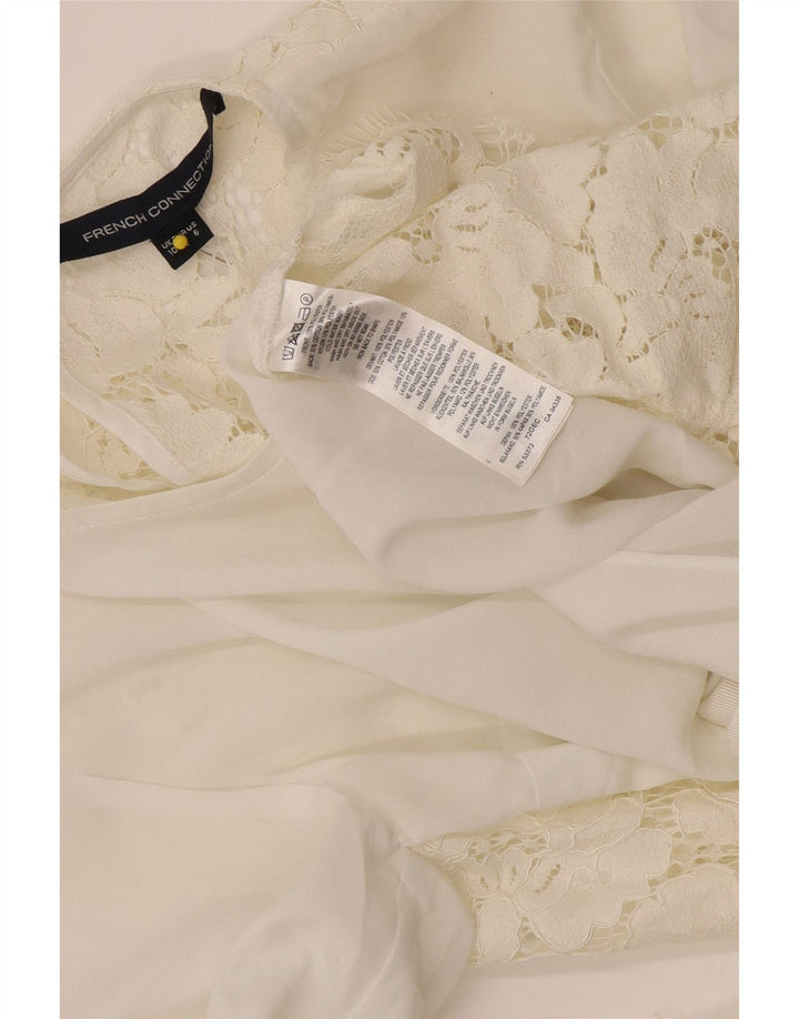 French Connection Camicetta da donna con maniche a 3/4 Top UK 10 Piccolo floreale bianco